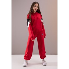 Cansın Mini Kırmızı Kargo Cepli Kız Çocuk Logolu Ikili Takım 19869