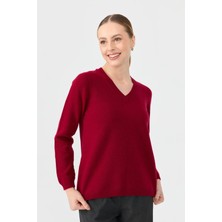Desen Triko Kadın V Yaka Klasik Yün Kazak V.çürüğü