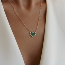 Altıntaş Malahit Taşlı Kalp Altın Kolye