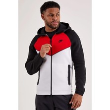 Nike Tech Fleece Full Zip Windrunner  Hoodie Kapüşonlu Fermuarlı Sweatshirt Beyaz Kırmızı Siyah