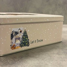 Sarkap Home Let It Snow Dikdörtgen Dekoratif Metal Saklama Kutusu - Ağaç Model