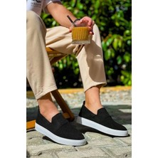 Kazax KB-114  Kuback Siyah Triko Yüksek Taban Bağcıksız Günlük Erkek Ayakkabı