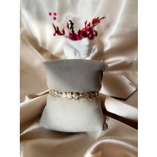 Damla Kalp Taşlı Luxury Gold Çelik Zirkon Bileklik