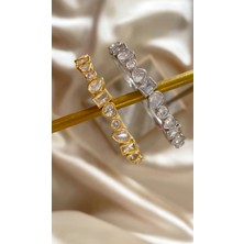 Damla Kalp Taşlı Luxury Gold Çelik Zirkon Bileklik