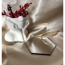 Damla Kalp Taşlı Luxury Gold Çelik Zirkon Bileklik