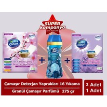 Ultra Clean Çamaşır Deterjan Yaprakları - Kiraz Çiçeği Kokusu- 16 Yıkama (Yaprak)+ Lavanta Kokusu - 16+ Çamaşır Parfümü - Ferahlık Hissi - 275G