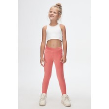 Lovetti Somon Kız Çocuk Sahte Cepli Fitilli Kadife Tayt