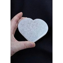 Pozitif Doğal Taş Enerji Yükleyici Beyaz Selenit Kalp Kem Plaka 45KK