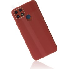 Newface Realme C25S Kılıf Glass Kapak - Bordo 13