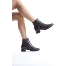 Kaltas Acı Kahve Rengi Tokalı Kısa Kalın Topuklu Bot