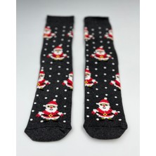 Yılbaşı Noel Temalı Noel Baba Geyik Desenli Dikişsiz Comfort Unisex Kalın Kışlık Pamuk Yün Çorap