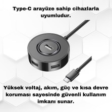 Polham Jazos 4in1 Type C To 4x USB 3.0 Çoğaltıcı Okuyucu Hup Adaptör, Klavye, Mouse, Yazıcı, USB Okuyucu