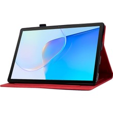 Xinghai Digital1 Huawei Matepad Se Için 10.4 Inç Koruyucu Kılıf Demir Kule Baskılı Pu Deri Kapak Standı Kapak ile Kart Tutucu-Kırmızı (Yurt Dışından)