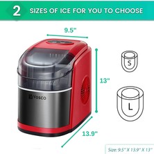 Vosco Set Üstü Buz Makinesi (Kırmızı) 12 Kg/gün