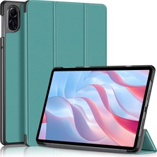 Xinghai Digital1 Honor Pad X9/pad X8 Pro Için Üç Katlı Stand Kapağı, Düz Renk Pu Deri Tablet Kılıfı-Siyahımsı Yeşil (Yurt Dışından)