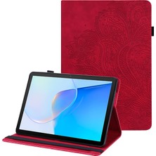 Xinghai Digital1 Huawei Matepad Se Için 10.4 Inç Çiçek Baskı Tablet Kapak Katlanabilir Stand Pu Deri Kart Tutucu Damla Geçirmez Kılıf-Kırmızı (Yurt Dışından)