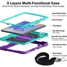 Xinghai Digital1 Huawei Matepad 11(2023) Için Tablet Kılıfı Kickstand Omuz Askılı Darbeye Dayanıklı Kapak-Mor+Nane Yeşili (Yurt Dışından)