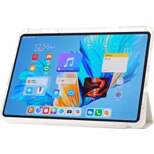 Xinghai Digital1 Huawei Matepad 11.5 S Kılıf Üç Katlı Stand Pu Deri+Tpu+Şeffaf Akrilik Tablet Kapağı-Beyaz (Yurt Dışından)