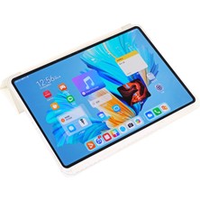 Xinghai Digital1 Huawei Matepad 11.5 S Kılıf Üç Katlı Stand Pu Deri+Tpu+Şeffaf Akrilik Tablet Kapağı-Beyaz (Yurt Dışından)