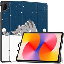 Xinghai Digital1 Huawei Matepad Se 11 Standlı Kılıf Desenli Baskı Deri Tablet Kılıfı-Kedi (Yurt Dışından)