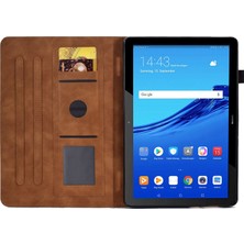 Xinghai Digital1 Huawei Mediapad T5 10.1 Desen Baskılı Akıllı Tablet Kılıfı Pu Deri Kart Yuvaları Folio Standı Kapak ile Kalem Tutucu-Kahverengi (Yurt Dışından)