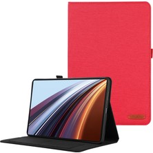 Xinghai Digital1 Honor Pad Gt Pro Için Deri Kılıf Kart Tutucu Kumaş Doku Tablet Standı Kapak-Kırmızı (Yurt Dışından)