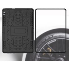 Xinghai Digital1 Lastik Desenli Kickstand Pc+Tpu Telefon Aksesuar Kılıfı Huawei Mediapad T3 10(9.6inç)-Siyah (Yurt Dışından)