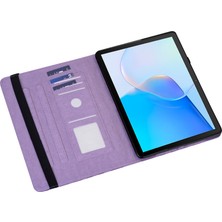 Xinghai Digital1 Honor Pad 8 Kılıf Pu Deri Ağaç Geyik Desenli Tablet Kapağı Kart Yuvalı-Mor (Yurt Dışından)