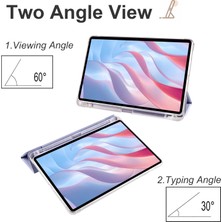 Xinghai Digital1 Honor Pad X8 Pro/pad X9 Üç Katlı Stand Tablet Kılıfı Kalem Yuvası Pu Deri Şeffaf Tpu Arka Kapak-Mor (Yurt Dışından)