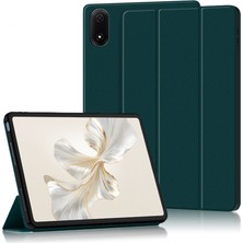 Xinghai Digital1 Honor Pad 9 Pro Kılıf Pu Deri Tpu Geri Tam Koruma Üç Katlı Stand Tablet Kapak-Siyahımsı Yeşil (Yurt Dışından)