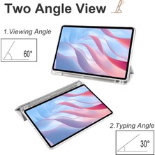 Xinghai Digital1 Honor Pad X8 Pro/pad X9 Üç Katlı Stand Tablet Kılıfı Kalem Yuvası Pu Deri Şeffaf Tpu Arka Kapak-Gri (Yurt Dışından)