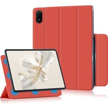 Xinghai Digital1 Honor Pad 9 Pro Tablet Kılıfı Için Manyetik Üç Katlı Stand Pu Deri + Tpu Kapak-Kırmızı (Yurt Dışından)