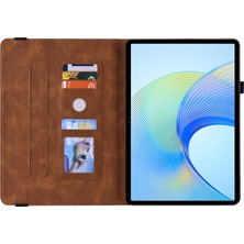 Xinghai Digital1 Honor Pad X8 Pro/pad X9 Deri Kapak Baskılı Çevirme Standı Kart Tutucu Tablet Kılıfı-Kahverengi (Yurt Dışından)