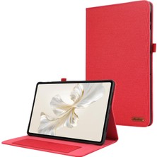 Xinghai Digital1 Honor Pad 9 Için Deri Kılıf Kumaş Doku Tablet Kapak Standı Kart Tutuculu-Kırmızı (Yurt Dışından)