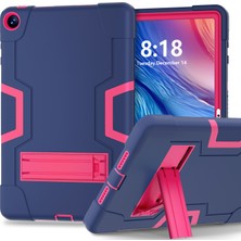 Xinghai Digital1 Huawei Matepad Se Için 10.4 Inç Robot Tarzı Kılıf Silikon + Pc Renk Kontrast Kickstand Tablet Kapağı-Lacivert/gül Kırmızı (Yurt Dışından)