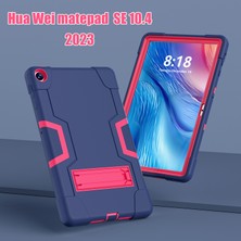 Xinghai Digital1 Huawei Matepad Se Için 10.4 Inç Robot Tarzı Kılıf Silikon + Pc Renk Kontrast Kickstand Tablet Kapağı-Lacivert/gül Kırmızı (Yurt Dışından)