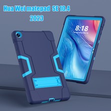 Xinghai Digital1 Huawei Matepad Se Için 10.4 Inç Robot Tarzı Kılıf Silikon + Pc Renk Kontrastı Kickstand Tablet Kapağı-Lacivert/mavi (Yurt Dışından)