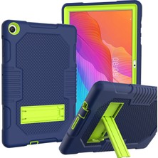 Xinghai Digital1 Kaydırmalı Kickstand Tasarımı Kontrast Renkli Pc+Tpu+Silikon Tablet Kılıfı Huawei Matepad T10S-KOYU Mavi/yeşil (Yurt Dışından)