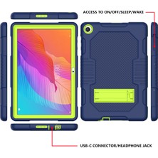 Xinghai Digital1 Kaydırmalı Kickstand Tasarımı Kontrast Renkli Pc+Tpu+Silikon Tablet Kılıfı Huawei Matepad T10S-KOYU Mavi/yeşil (Yurt Dışından)