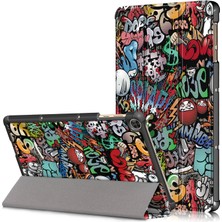 Xinghai Digital1 Üç Katlı Stand Desen Baskı Deri Kılıf Akıllı Tablet Kapak Için Huawei Matepad T 10S/T 10/tadını Çıkarın Tablet 2-Karikatür Graffiti (Yurt Dışından)