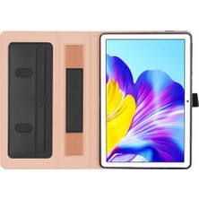 Xinghai Digital1 Honor Pad X8 Için Iş Retro Doku Tablet Kılıfı Pu Deri Kart Tutucu El Kayışı ve Elastik Bant ile Kapak Standı-Siyah (Yurt Dışından)