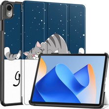 Xinghai Digital1 Huawei Matepad 11 (2023) Için Üç Katlı Stand Tablet Kılıfı Otomatik Uyandırma/sleep-Cat ile Pu Deri Desenli Kapak (Yurt Dışından)