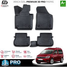 S-Dizayn Volkswagen Caddy 3D Pro Havuzlu Paspas 2015-2020 A+ Kalite