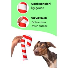 Havhav Yılbaşı Temalı Köpek Oyuncağı Vikvik Sesli Peluş Baston Şeker Köpek Oyuncağı