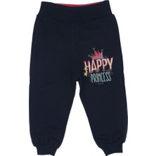 Kız Çocuk Lacivert Happy Prensess Yazılı Taç Baskılı Tek  Alt - 1014859