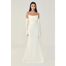 Alfa Beta Straplez Kollu Balık Kesim Uzun Abiye Elbise 2246613