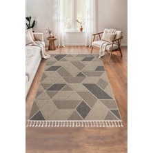 Bukleli Modern Iskandinav Bej Krem Makine Halısı Yolluk Antre Mutfak Salon Oturma Odası Koridor Sisal