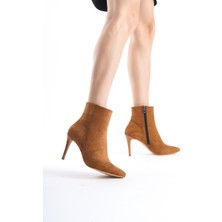 Modabuymus Taba Süet Bootie Ince Topuklu Bot - Nairobi