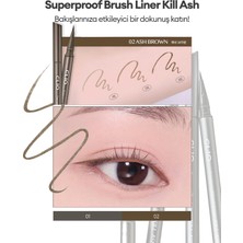 İnce Mikrofiber Fırça Uçlu, Sabitlenen Eyeliner CLIO Superproof Brush Liner Kill Ash (002 Ash Brown)