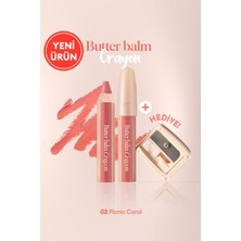 Kremsi, Kalem Şeklinde Renkli Dudak Balmı & Kalemtıraş CLIO Butter Balm Crayon 002 Picnic Coral